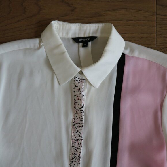 Colour block 80s Style Blouse - Picture 2 of 3